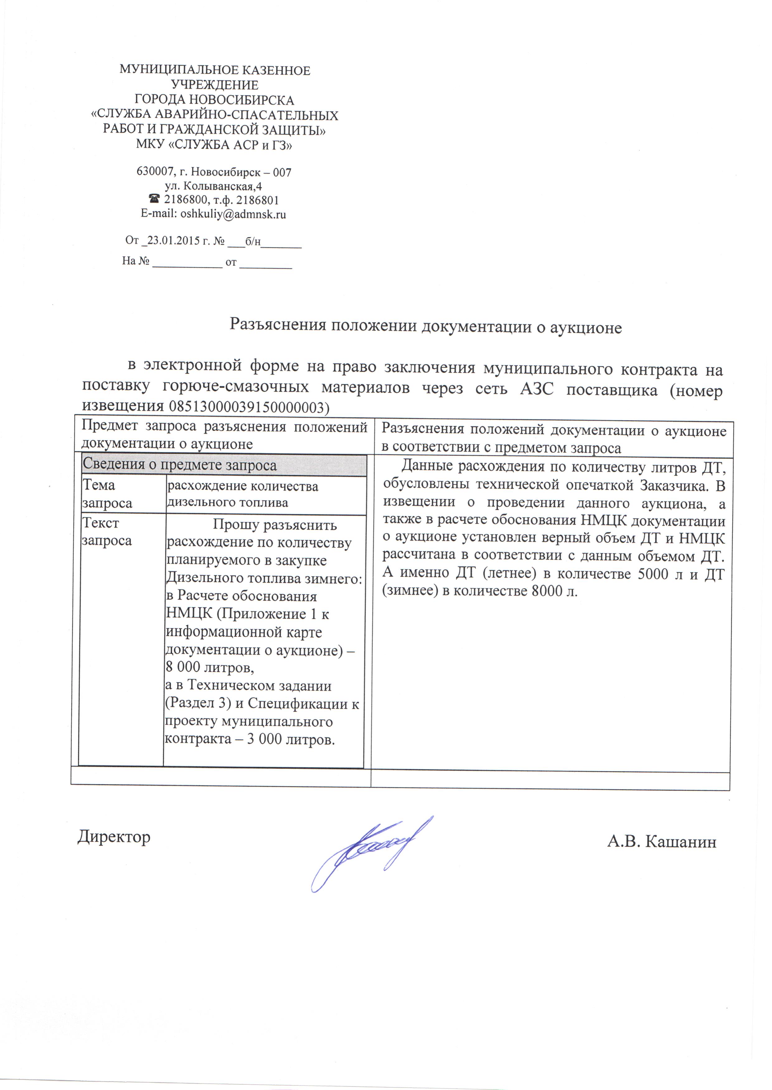 Запрос на разъяснение аукционной документации по 44 фз образец